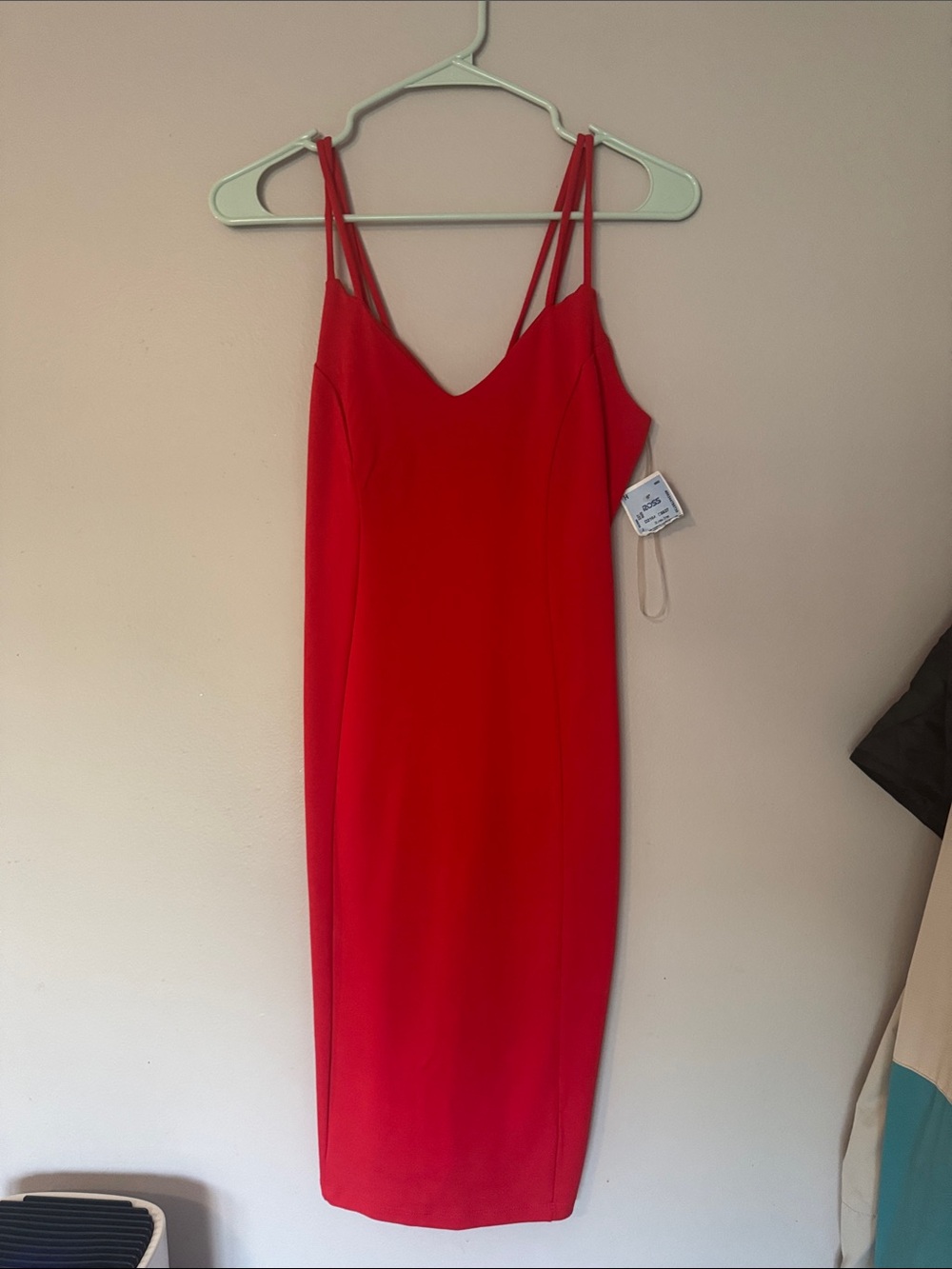 Red Midi Slip Dress with Double Straps